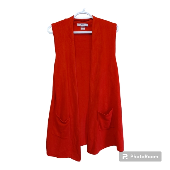ALIA Red Open Knit Sleeveless Cardigan Size Large Petite - Picture 6 of 7